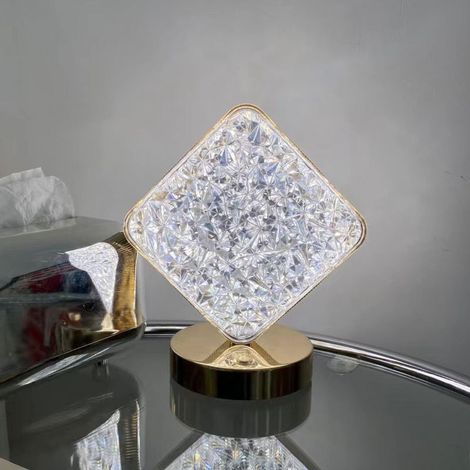 Trade Shop - Lampada Da Tavolo A Forma Di Diamante Ricaricabile Touch 3 Intensità Di Luce - (1/3)