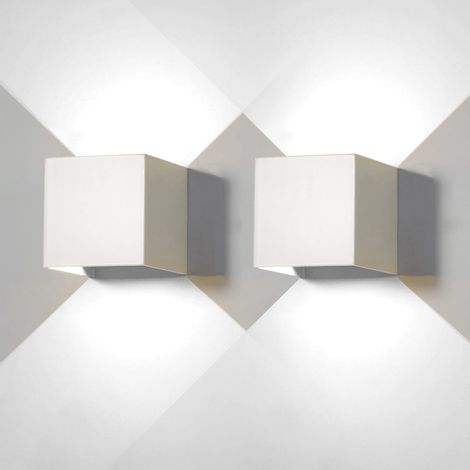 2 Pack applique murale Extérieure LED 6W blanc froid 6500K IP65 recouverte en aluminium, Design moderne（blanc） (1/5)