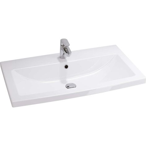 Cersanit Como - Lavabo 80x45 cm, con rebosadero, orificio para grifo, blanco K32-004-BOX (1/4)