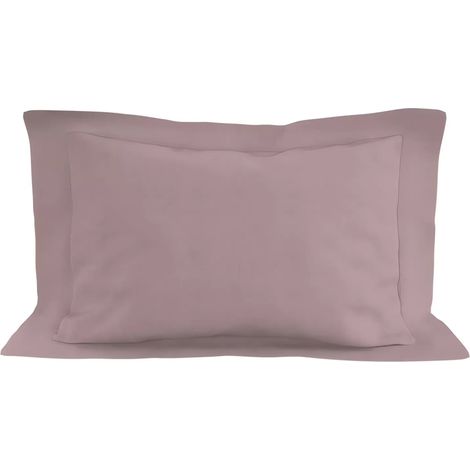 Taie d'oreiller en coton 57 fils 50x70 cm UNI vieux rose, par Soleil d'ocre