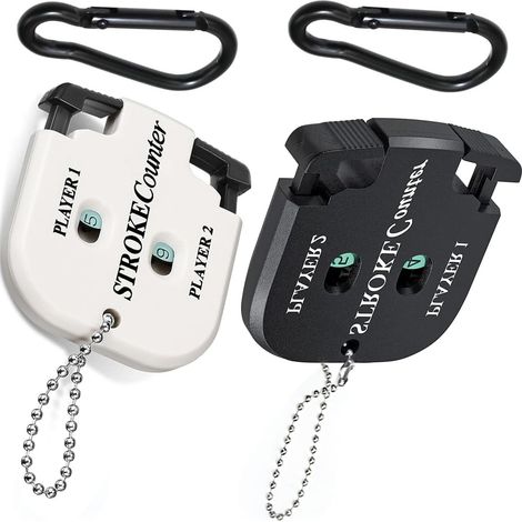 contatori di punteggio da golf, contatori di punteggio da golf con 2 moschettoni, indicatore di punteggio da golf, contatori manuali, contatori di colpi con portachiavi per 2 giocatori, contatori di p (1/5)