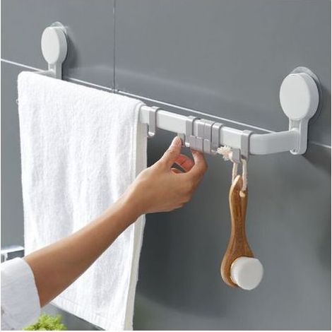Barre Porte Serviette, Porte Serviette Ventouse Mural70 cm Support Serviette sans Perçage avec Force Puissante Réutilisable Barre de Serviette pour Salle de Bain Cuisine (1/4)
