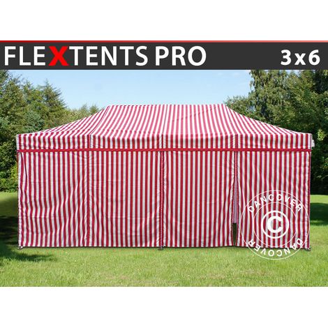 Pop up gazebo FleXtents PRO 3x6 m striped, incl. 6 sidewalls