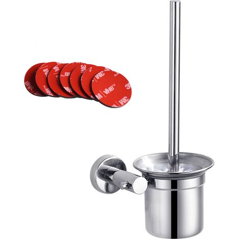 Brosse WC inox avec support – 32 cm – Conception imperméable et antirouille – Installation sans clous – Nettoyage hygiénique facile (1/5)