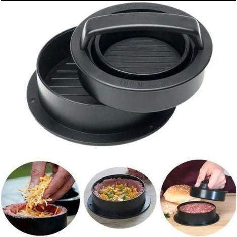 Navaris 3 en 1 presse à hamburger - Presse à steak haché différentes tailles - Machine à burger pour cuisine viande hachée - Grill (1/4)