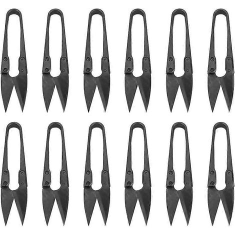 Lot de 12 petits ciseaux noirs pour fil à coudre, à broder, à pêcher et à perler, pour usage domestique. (1/5)