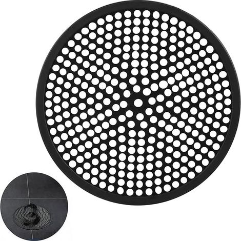 Stainless Steel Round Shower Hair Catcher Filter Anti-Clog Filter for Bathroom and Kitchen Diameter 120 mm Black (1/5)