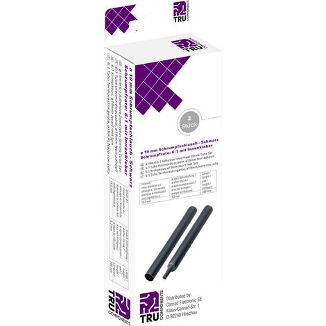 TRU COMPONENTS T1904CA047 Termoretraibile con colla Nero 19 mm 3.10 mm Restringimento:6:1 2 pz. (1/3)