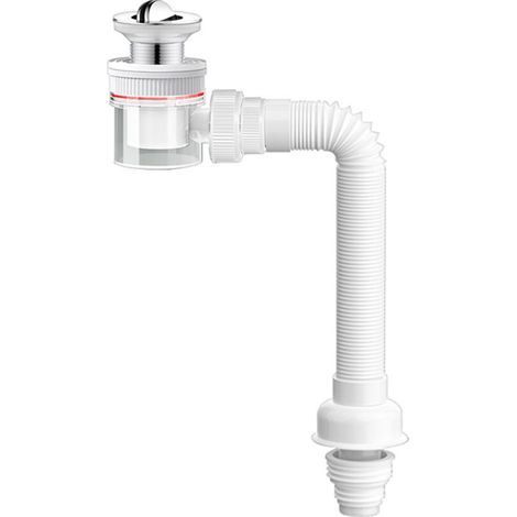 [JAMAIS UTILISÉ] Siphon Lavabo avec Bouchon Clic-Clac,Trop-Plein,Ouverture De Nettoyage,Anti-Odeurs,Tuyau De Vidange Flexible,Kit De Siphon De Vidange Siphon Evier Cuisine (1/4)