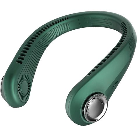 Tragbarer, klingenloser Nackenventilator, USB-aufladbar, olivgrün. (1/5)