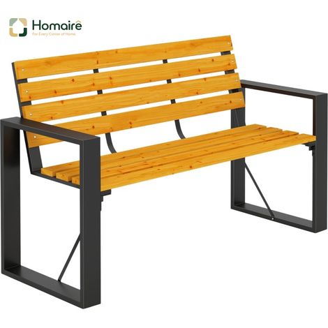 HOMAIRE Gartenbank 2-Sitzer Wetterfest Holz mit Lamelldesign und Armlehnen, Kapazität bis 240 kg Naturholz