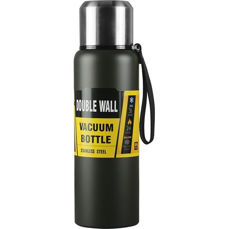 Botella grande de acero inoxidable de doble pared con capacidad para 500 ml (17 oz) y una amplia abertura, ideal para bebidas frías y calientes al acampar, hacer senderismo, pescar y otras actividades (1/5)