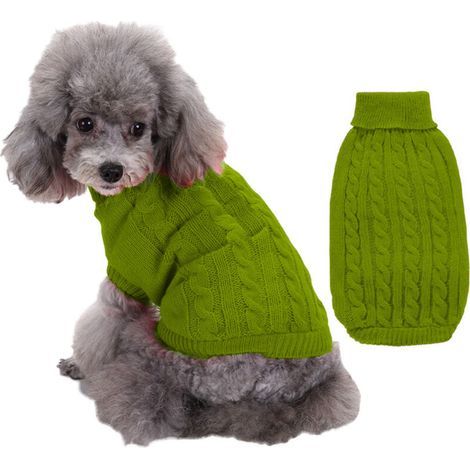 Maglione caldo a collo alto per cani, taglia XL, verde mela, tessuto traspirante per il massimo comfort. (1/5)