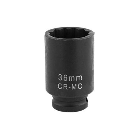 Douille à choc 36mm 12 pans – Acier chrome molybdène – Longueur 78mm – Connexion 1/2' pour clés à chocs