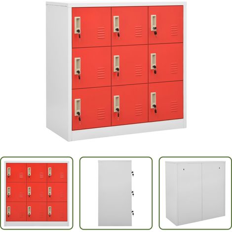 vidaXL Schrank für Schuhe - Schließfachschrank Hellgrau und Rot 90x45x92,5 cm Stahl (1/5)