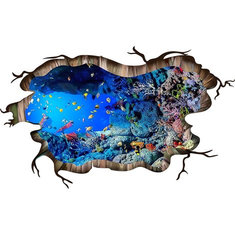 Autocollants muraux auto-adhésifs vie marine, autocollants stéréo 3D, autocollants muraux imperméables DIY pour chambre d'enfant, salle de bain, salon (1/5)