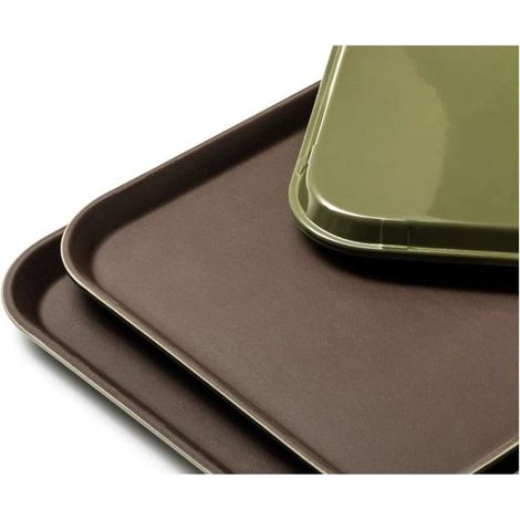 Plateau de service rectangulaire - 1 pièce - Plastique et caoutchouc - Surface antidérapante - Pour (1/2)