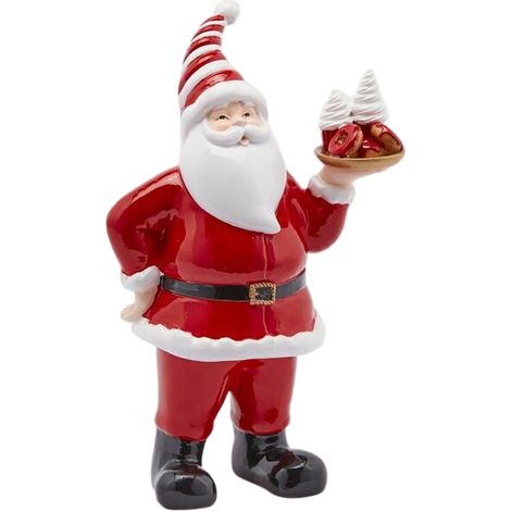 Pupazzo di Babbo Natale in poliresina, con torta, da 25 cm