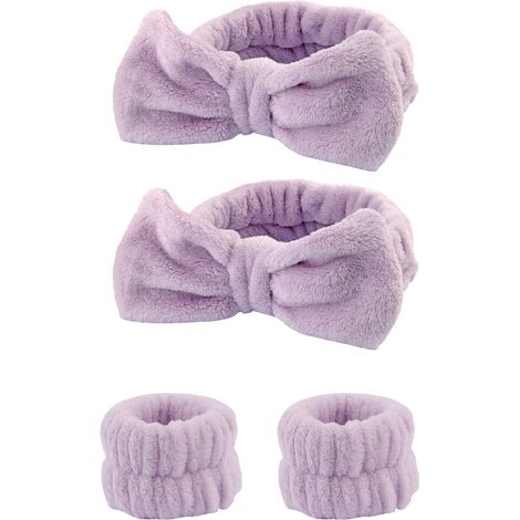 2 bandeaux + 2 protège-poignets, accessoires spa pour visage et cheveux, tissu doux absorbant, usage maquillage nettoyage douche (1/5)