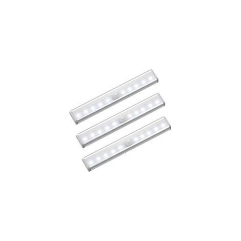 Lot de 3 lumières LED avec détecteur de mouvement pour armoire, 10 spots LED sans fil, lumières LED pour armoire, éclairage LED alimenté par batterie avec bandes magnétiques, veilleuse pour enfants, e (1/3)