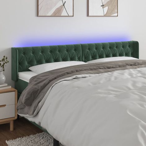 LED Kopfteil Dunkelgrün 203x16x78/88 cm Samt vidaXL (1/5)