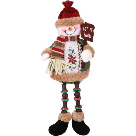 Figurines de Noël assises à longues jambes – Père Noël, bonhomme de neige et renne, peluche déco (1/5)