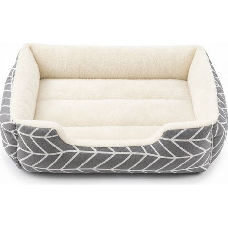 Coussin molletonné pour chats blanc cassé rayures S