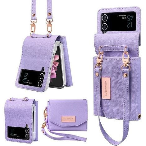 For Samusung Z Flip4 - Violet - coque de téléphone portable en cuir violet,pour samsung galaxy (1/4)