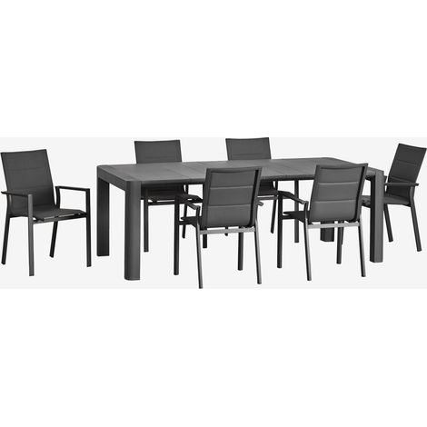 Set Tavolo Rettangolare Arnadine (180x100 cm) e 6 Sedie da Giardino Impilabili in Alluminio Karena SKLUM            