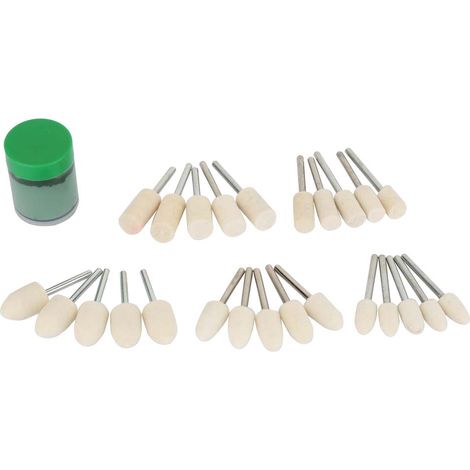 Ortviai Tête de polissage en laine cylindrique 3 mm – Lot de 25 pièces avec pâte verte pour finition miroir sur métaux (1/5)