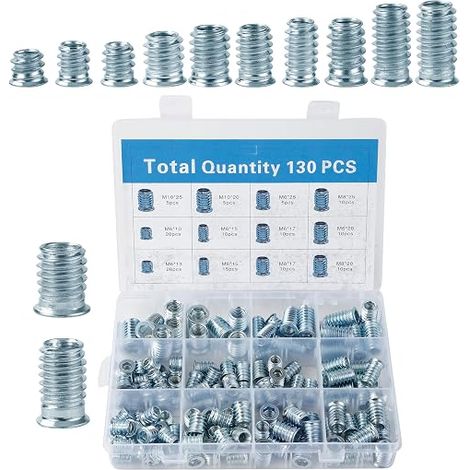 Threaded Insert Wood M6/M8/M10 Galvanized Steel Nuts Sorting Box Plastic Parts Processing Furniture Making (1/5)