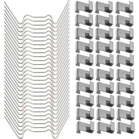 100 pezzi di clip in acciaio inossidabile per vetro (50 pezzi di clip in filo metallico per vetro e 50 pezzi di clip in vetro a Z)