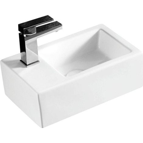 Nemo Spring Sula Lavabo compact - rectangulaire - 37x23.5cm - P4.5cm - trou de robinet à gauche D3.5cm - sans trop-plein - sans bonde de vidage -