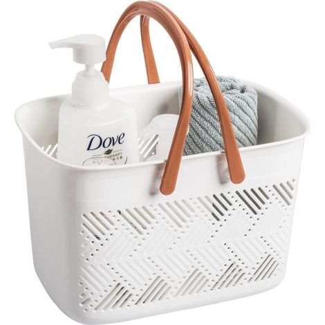 Sac de rangement de douche portable, panier en plastique avec poignée, pour université, dortoir, salle de bain, jardin (1/5)