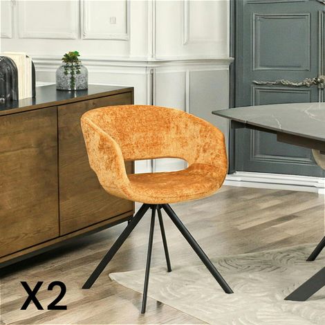 Fauteuil de table contemporain velours doré (lot de 2) FLORENCE (1/5)