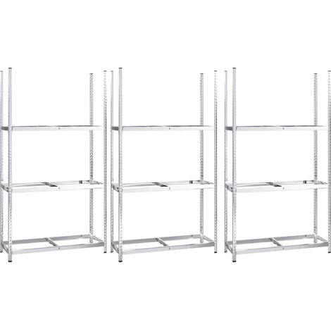 vidaXL Estanterías de neumáticos 3 niveles 3 uds acero 110x40x200 cm (1/2)