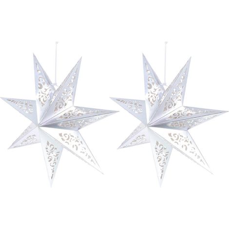 Lot de 2 abat-jour argentés décorés d'étoiles de Noël pour une décoration festive (1/5)