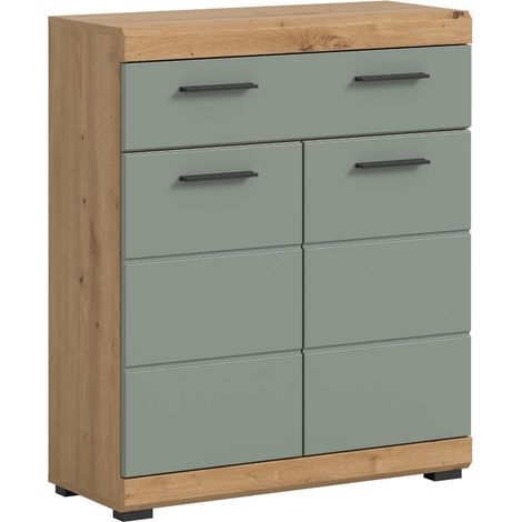 Scout Badschrank 2 Türen, 1 Schublade Salbeidekor, Eiche Dekor. (1/5)