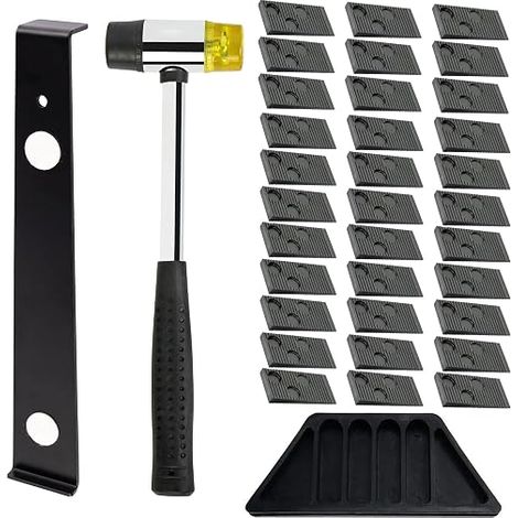 Parquet Laminate Set, 33 Seals for Laminate Floors, Double Sided Rubber Mallet, Solid Strike Block and Heavy Duty Steel Extractor - Floor Click Tool Set (1/5)