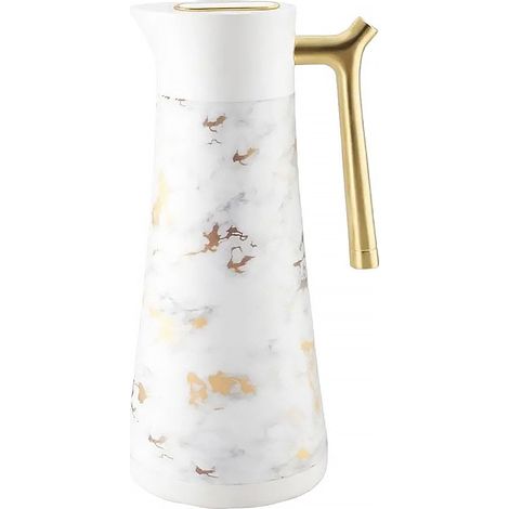 Cafetière Isotherme Effet Marbre Blanc avec Poignée Dorée Plastique 1L 10x10x28,4 cm - PANGIVO (1/4)