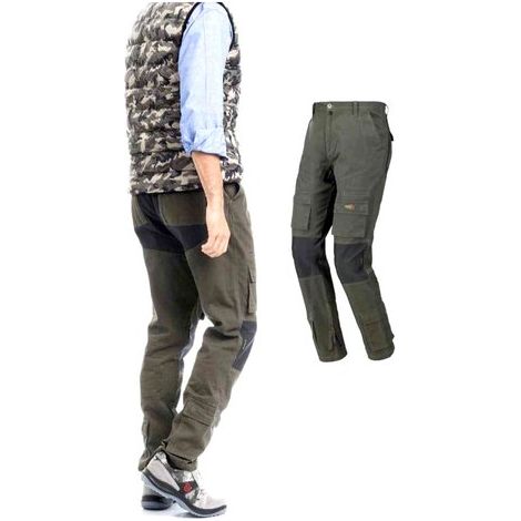 Issaline 8738 Stretch-On Pantalone da Lavoro Canvas 100% Cotone 7 Tasche Inserti Elasticizzati Certificato CE colore Verde (1/2)