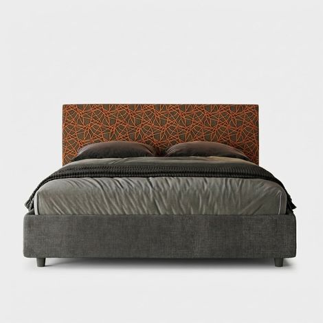 Cama matrimonio tela 160x190 contenedor moderno Arla Norris Era  Color: Gris Oscuro - Versión: Modelo estándar
