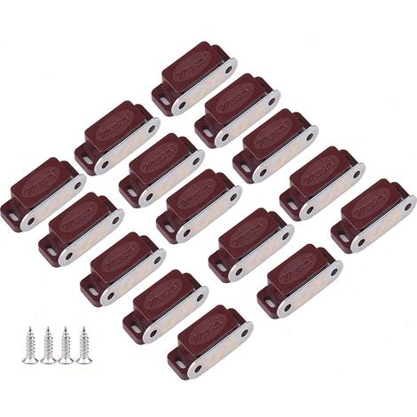 BDD Bouton de porte magnétique, aimants d'armoire robustes, loquet de porte de cuisine, accessoires de meubles, placard, armoire, armoire, verrouillage silencieux avec vis (lot de 15) (1/4)