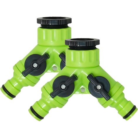 Dapetz ® 2 Way Hose Pipe Connectors, 2 Way Garden Water Pipe Connectors Garden Hose Y-Splitter Connection with Individual On/Off Valves for Water Pipe, Quick Hose End Connectors 2 Pack (1/5)