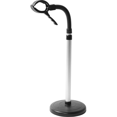 Soporte para secador de pelo, soporte giratorio de 360 grados con manos libres y base ajustable en altura, ideal para peinarse en casa.