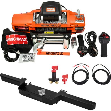 6.123 kg SL Original Orange 12-V-Winde. Defender-Stoßstange. 26 m x 9,5 mm Stahlseil. Isolator. (1/5)