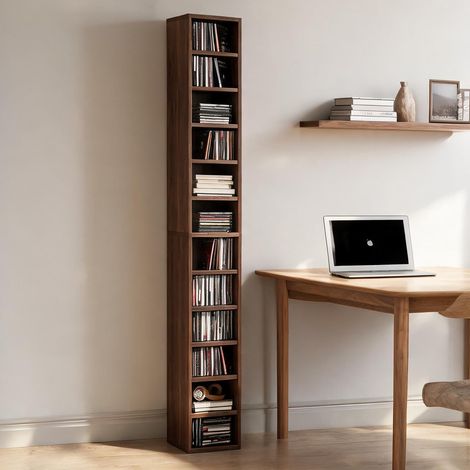 Tour de rangement CD en bois massif 21 x 20 x 175 cm (1/5)