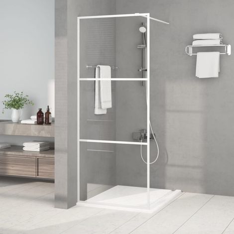 Paroi de douche Écran de douche Cloison de douche salle de bain Blanc 80x195 cm Verre ESG transparent BXZ2701 (1/5)