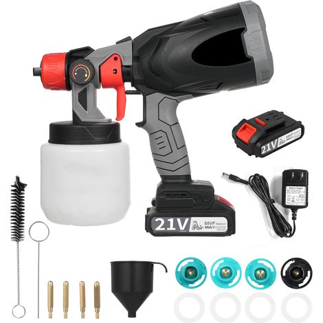 Pulvérisateur de peinture électrique 800 W, machine de pulvérisation de latex, 38 000 tr/min, batterie au lithium domestique, artefact de peinture avec arrosoir d'une capacité de 800 ml et buses de 1, (1/5)