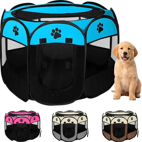 1 parc pour chien pliable, enclos portable tissu oxford imperméable, panneau maille respirant, grand animal, intérieur extérieur voyage (1/5)